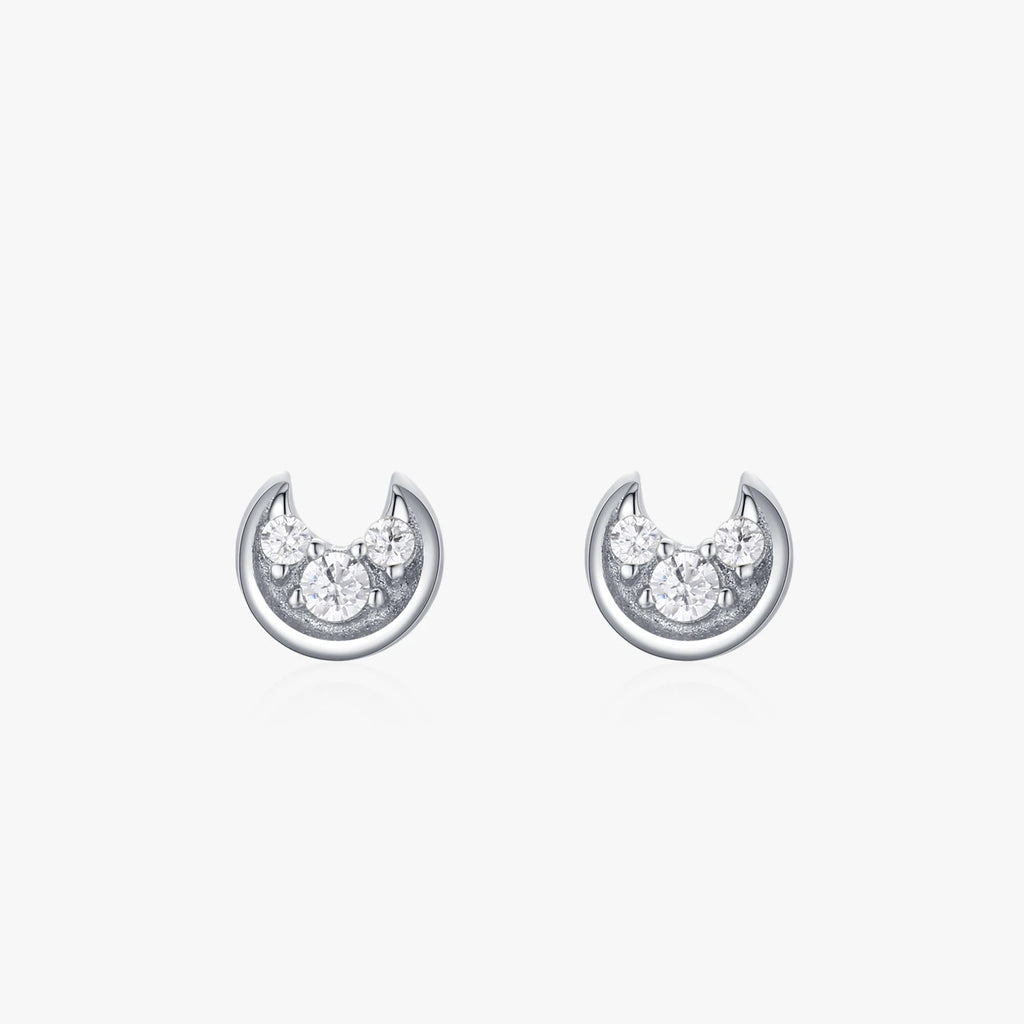 925 Sterling Silver Moon Stud Earrings - Kimiko