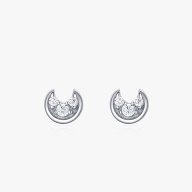 925 Sterling Silver Moon Stud Earrings - Kimiko