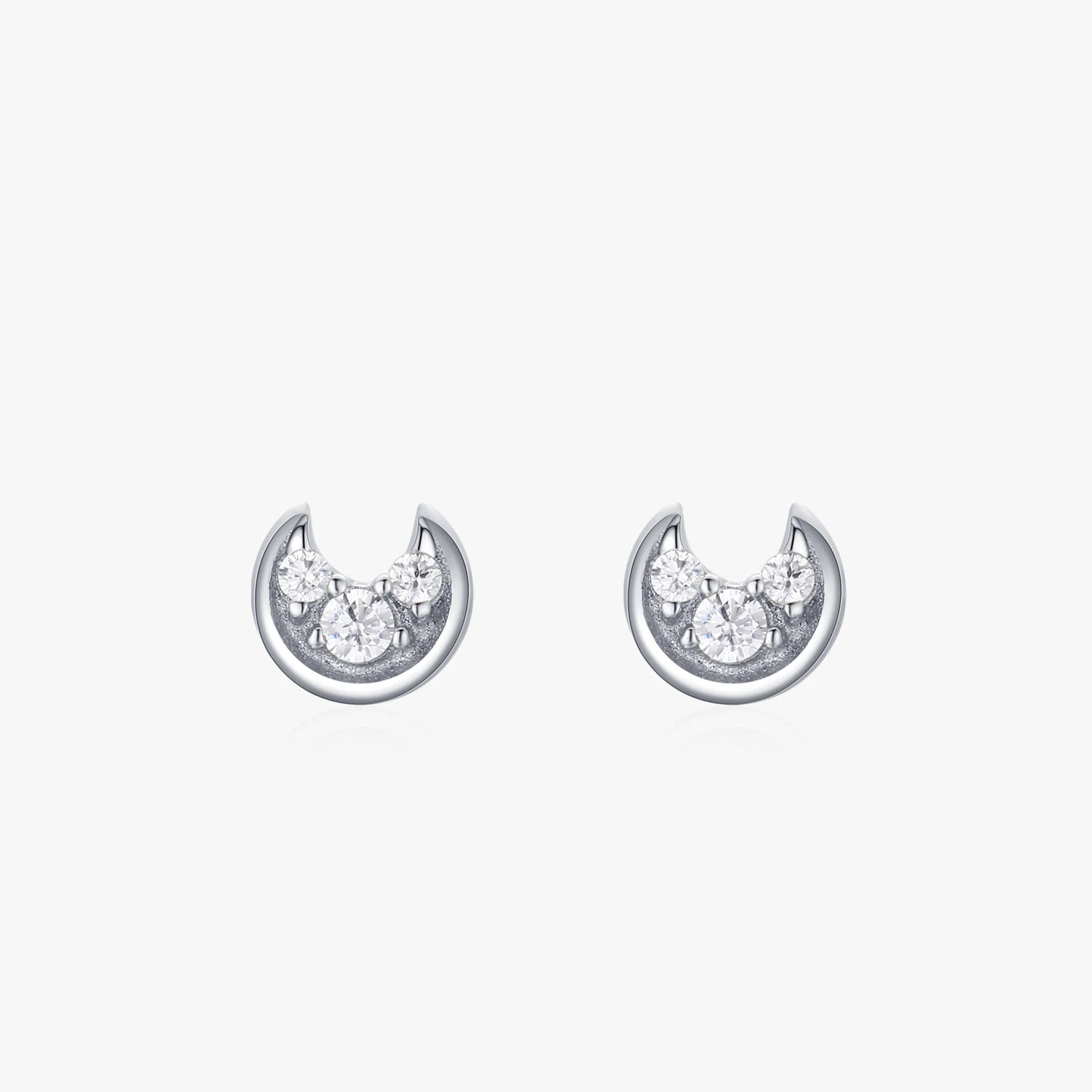 925 Sterling Silver Moon Stud Earrings