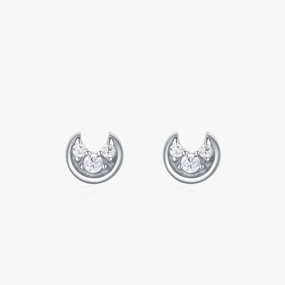 925 Sterling Silver Moon Stud Earrings