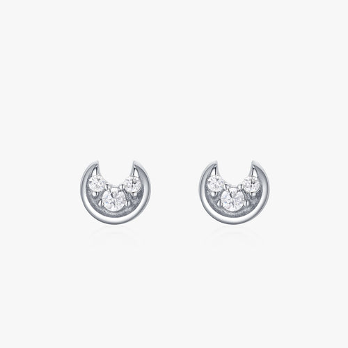 925 Sterling Silver Moon Stud Earrings - Kimiko