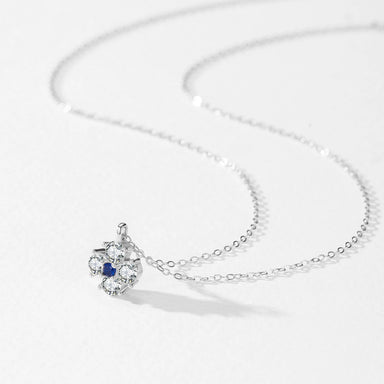 Four-Leaf Clover Blue White Zircon Small Necklace