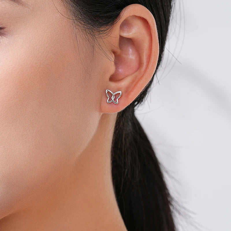 925 Sterling Silver  Butterfly Stud Earrings - Kimiko