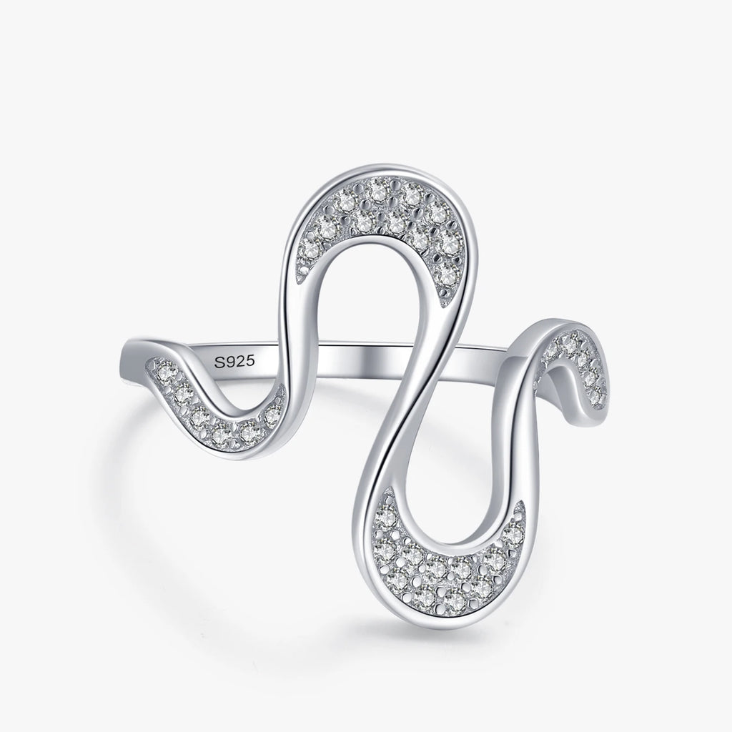 Ailmay Real 925 Sterling Silver Fashion Dazzling CZ Irregular Shape Finger Ring for Women Girls Party Accessories Jewelry