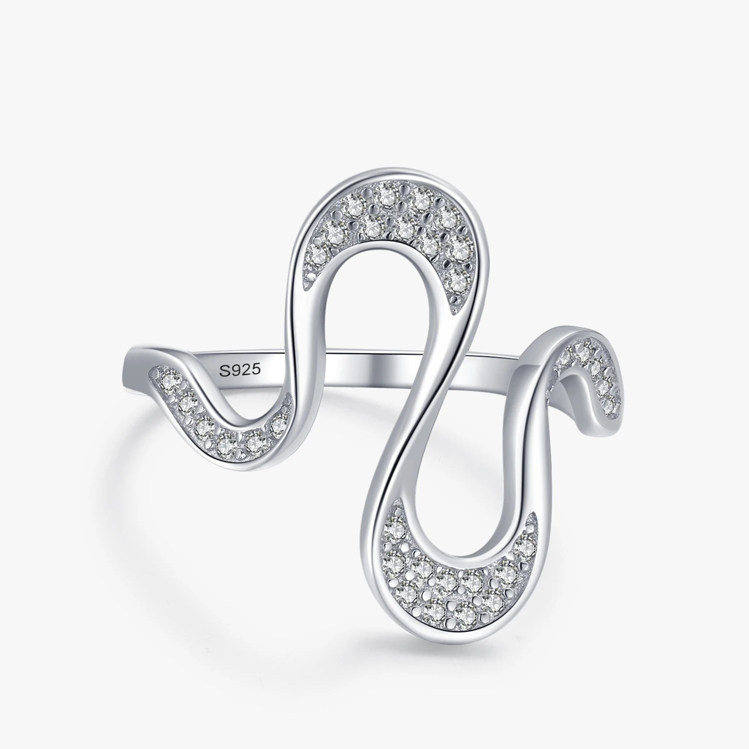 Ailmay Real 925 Sterling Silver Fashion Dazzling CZ Irregular Shape Finger Ring for Women Girls Party Accessories Jewelry