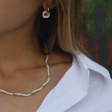 Snakebone Pearl Beads Layer Chain Necklace