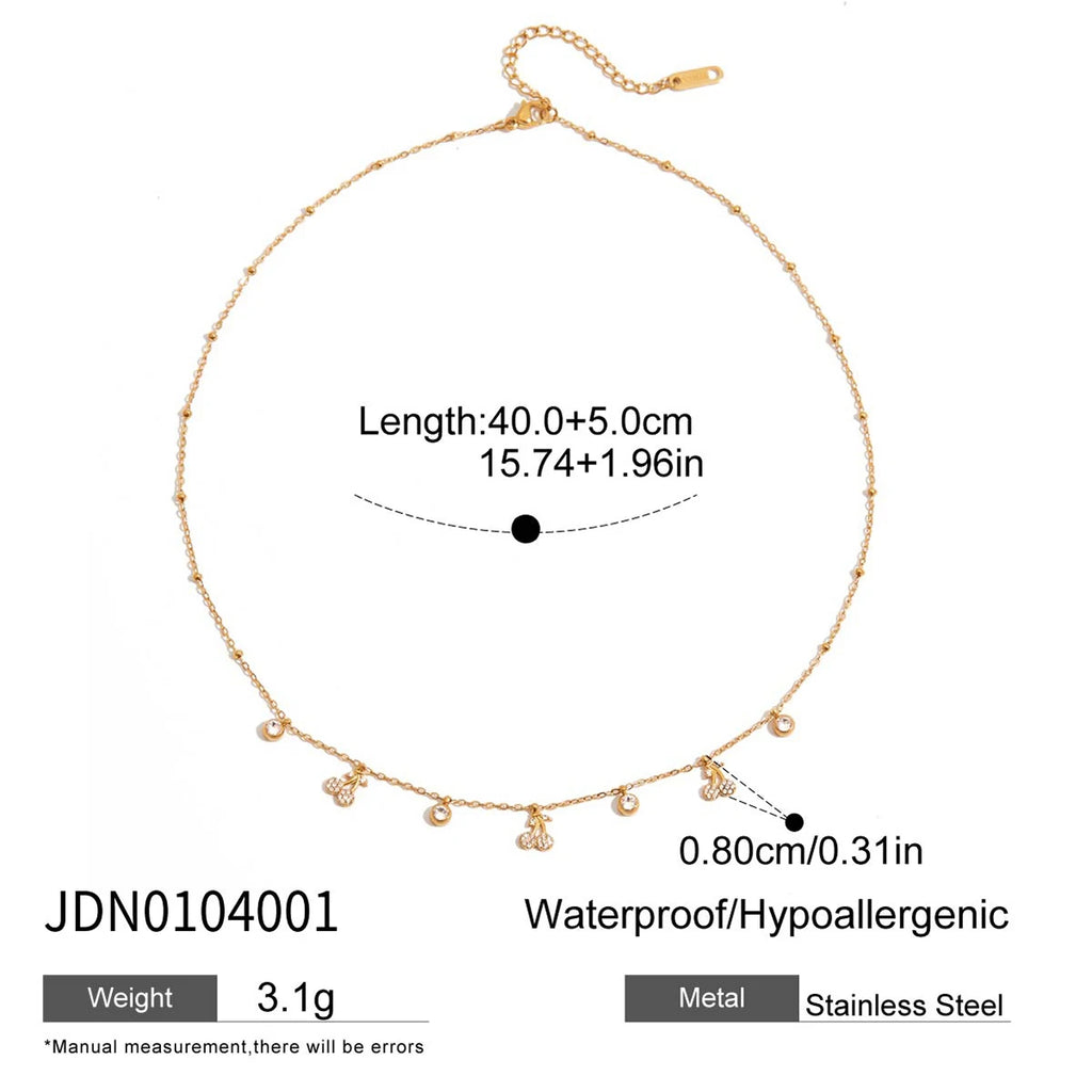 Cherry Round Zircon Chain Necklace