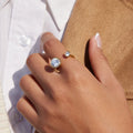Linear Open Ring with White Zircon for Women