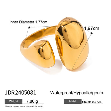 J&D Jewelry Asymmetrically Sized Double Split Ring 18K PVD Gold Silver Plated Stainless Steel Clean Fit Ring