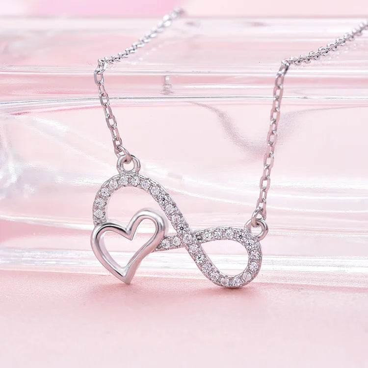 POLIVA Initial With Heart 925 Sterling Silver Zircon Fashion Necklace  for Women 18K Gold Plated Necklace