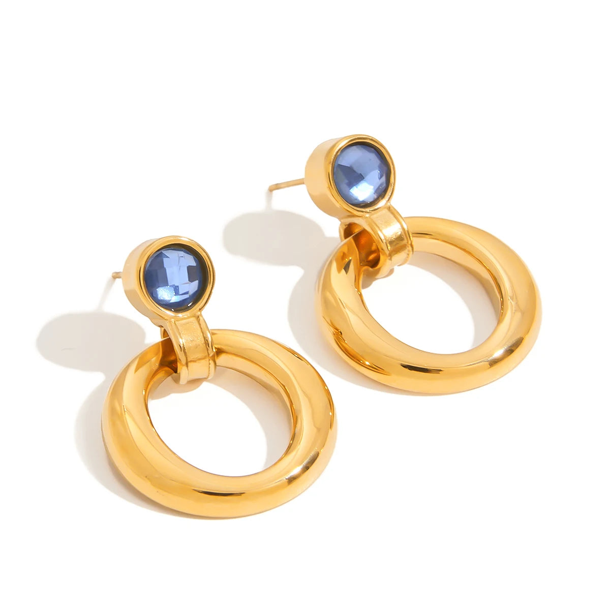 Blue Cubic Zircon Hoop Earring