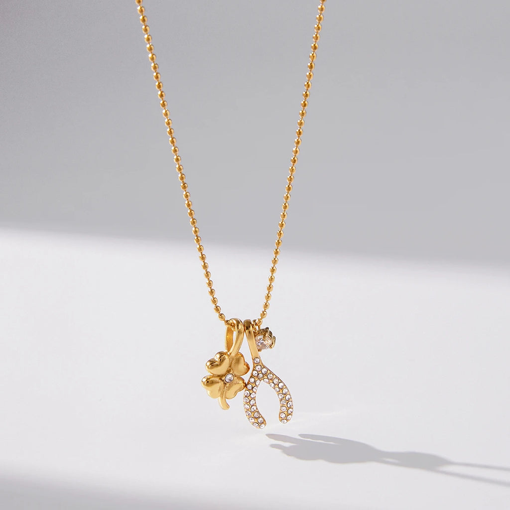 Wishbone Bead Chain Lucky Charms Necklace