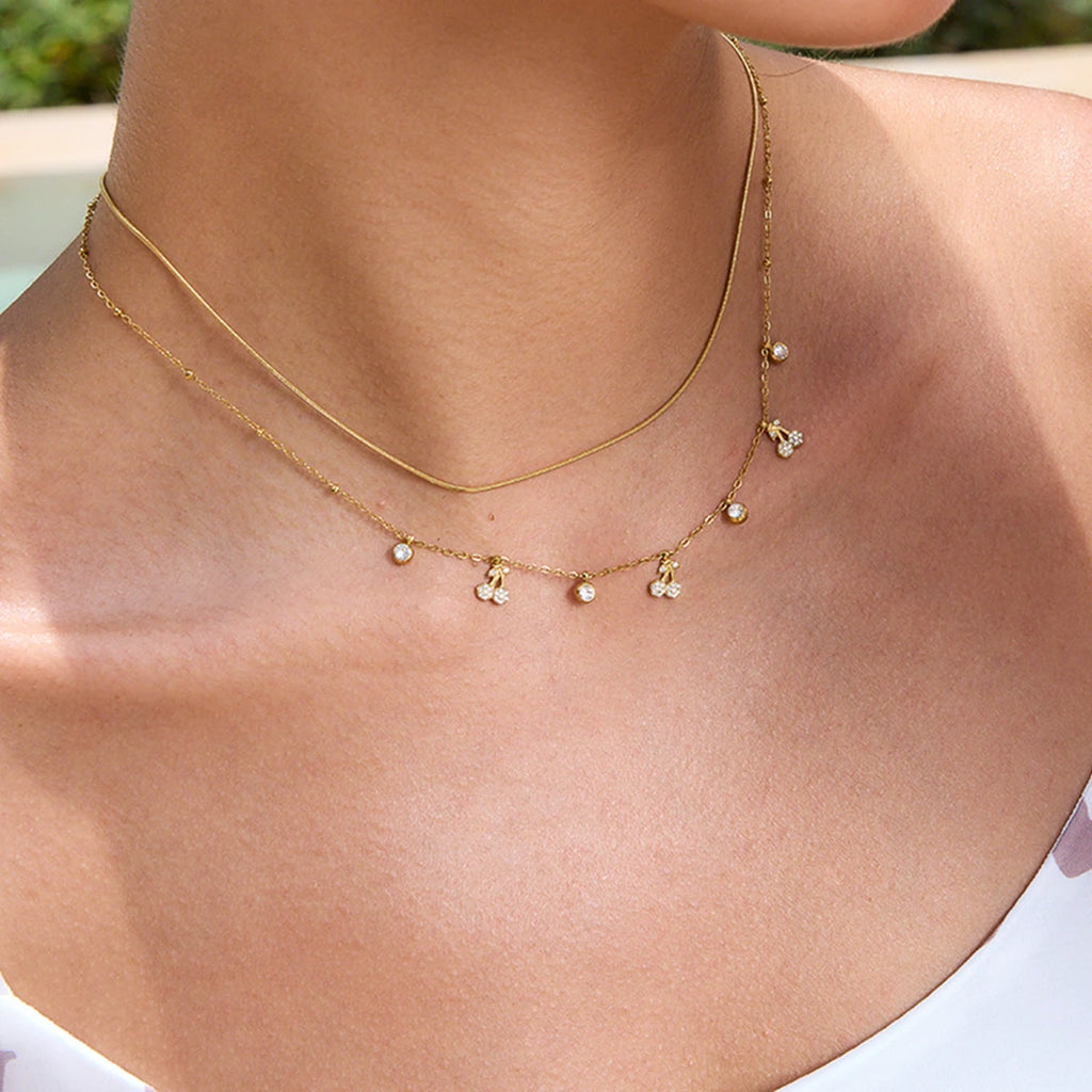 Cherry Round Zircon Chain Necklace