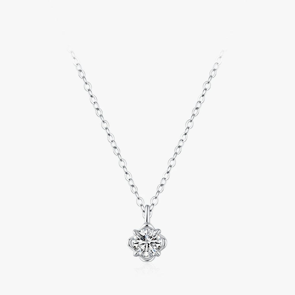 925 Sterling Silver Zircon Flower Pendant Necklace