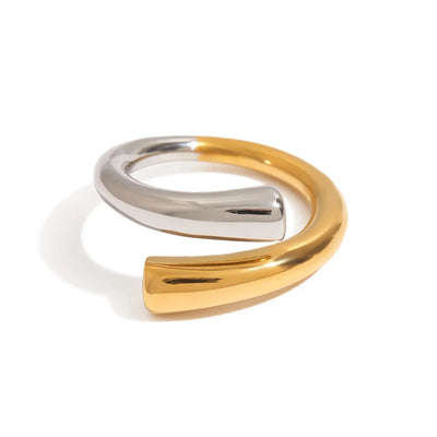 Minimalist Sweet Cool Gold and Silver Smooth Open Ring