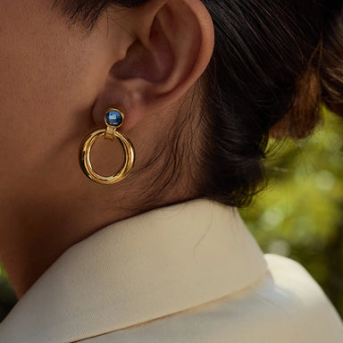 Blue Cubic Zircon Hoop Earring