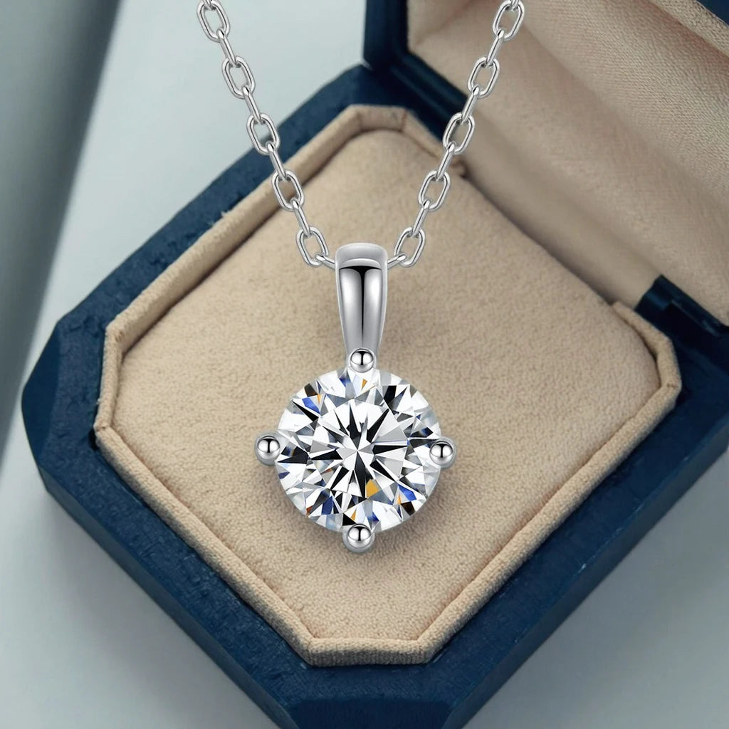 Fine Jewelry Moissanite Necklace 925 Silver Oval Cut Adjustable Chain Elegant Pendant Bridal Engagement Jewelry for Women