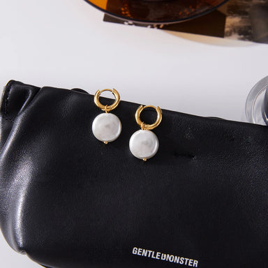 Glass Pearl Smooth Hoop Huggie Earrings