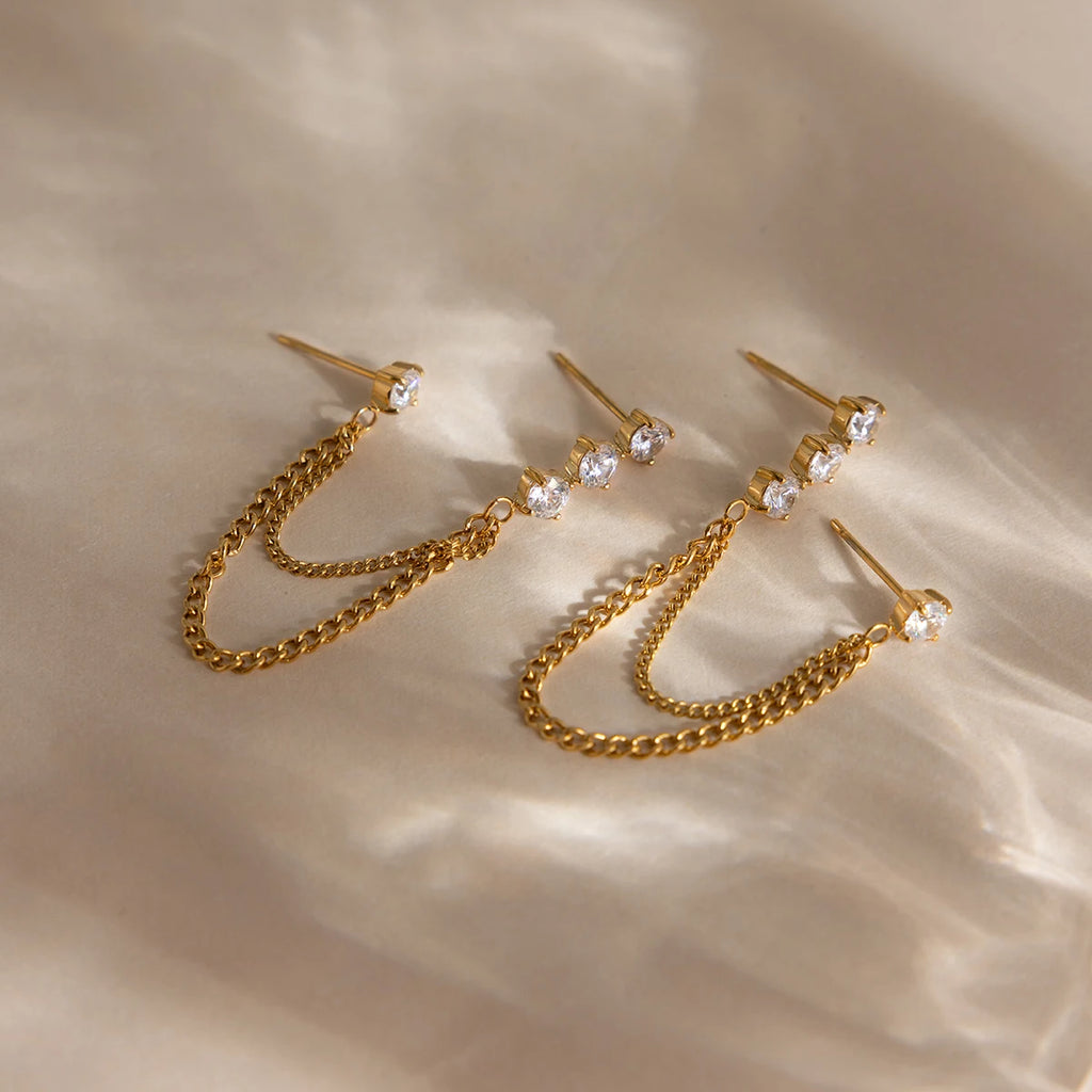 Elegant Linear Chain Tassel Earrings