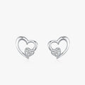 925 Sterling Silver Zircon Earrings Heart