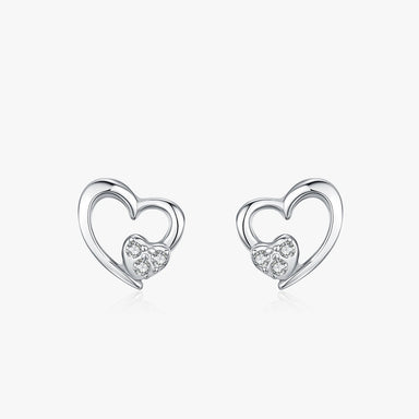 925 Sterling Silver Zircon Earrings Heart - Kimiko