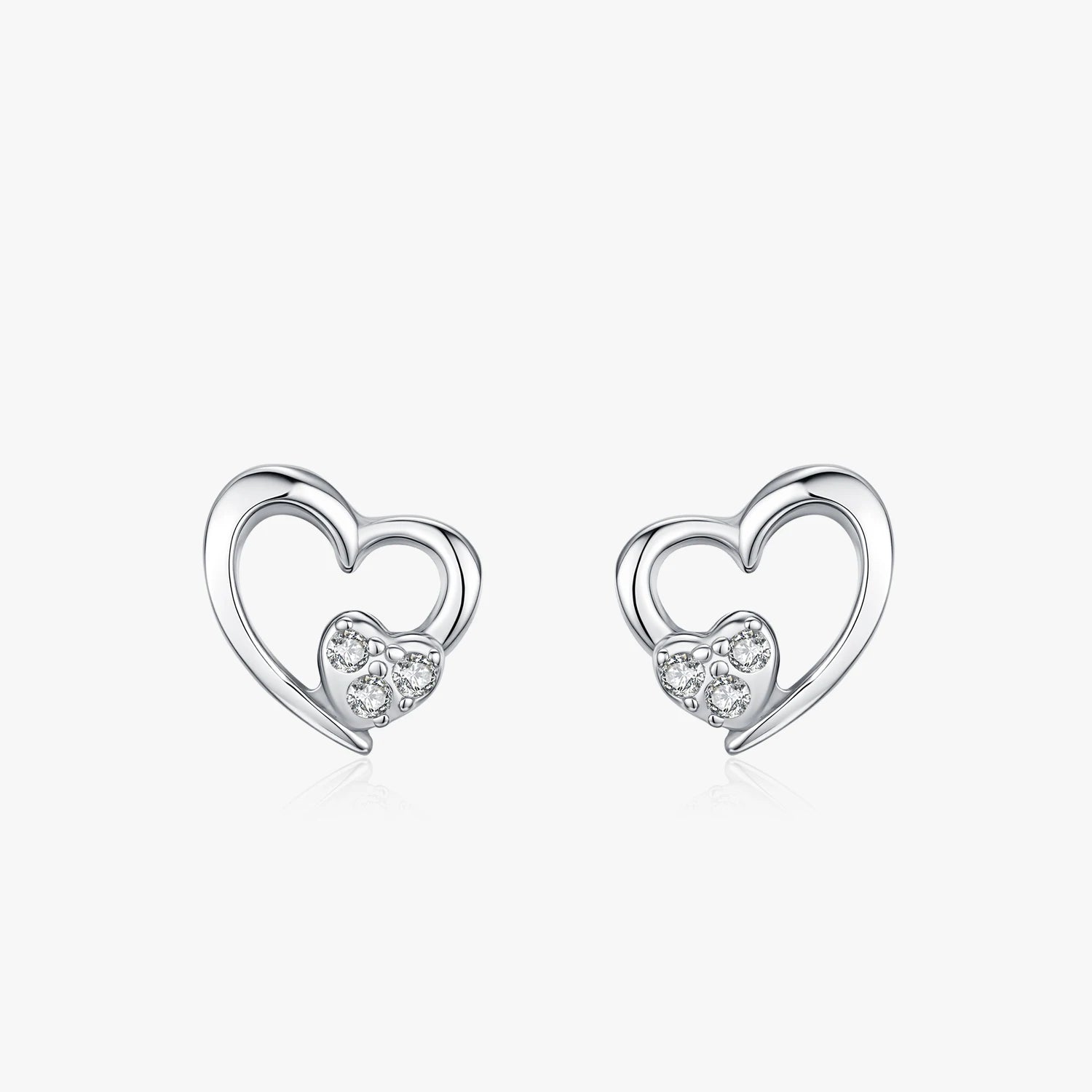 925 Sterling Silver Zircon Earrings Heart