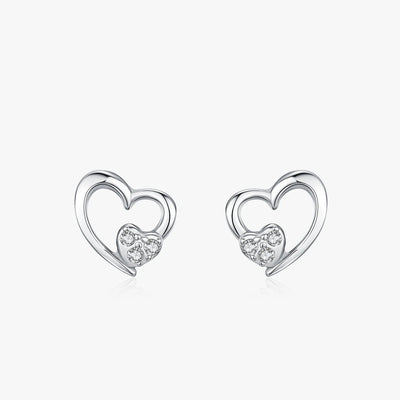 925 Sterling Silver Zircon Earrings Heart