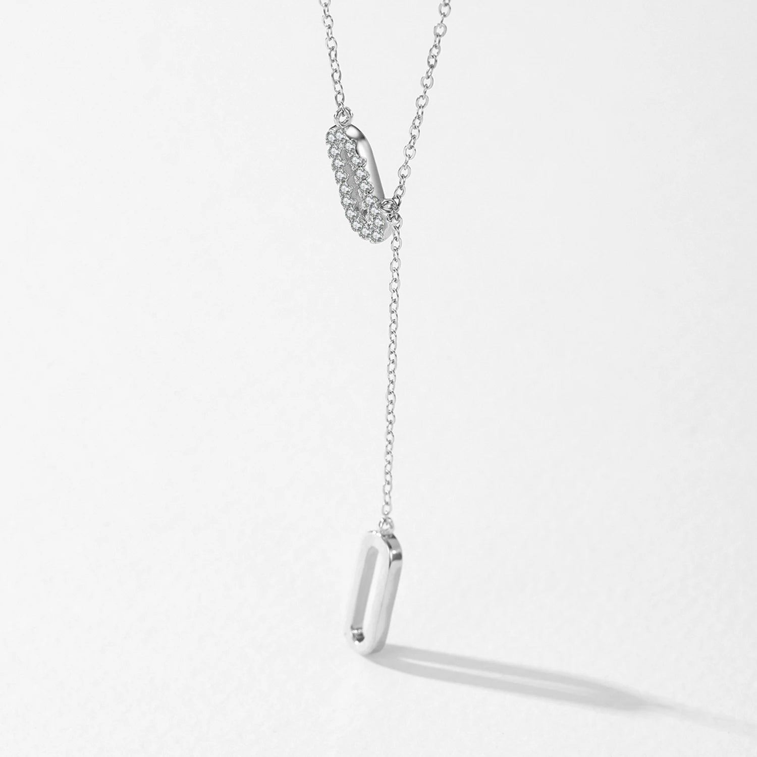 Paper Clip Shape Chain Y-Necklace