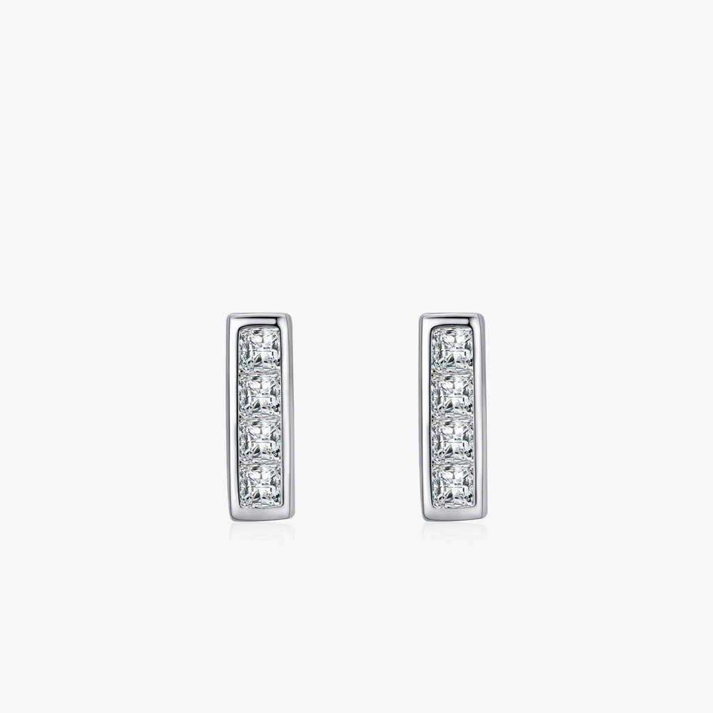 925 Sterling Silver Simple Rectangle Stud Earrings - Kimiko