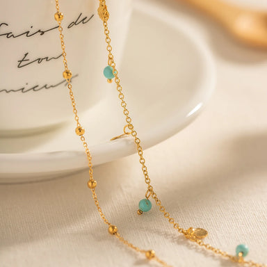 New Arrival Stainless Steel Anklet Beach Jewelry Gift Stainless Steel Turquoise Stone Pendant Seashell Charm Anklet