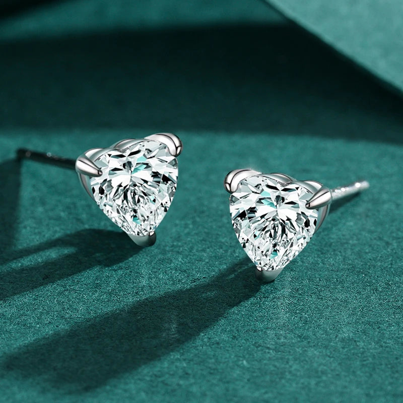 925 Sterling Silver Heart Solitaire Studs