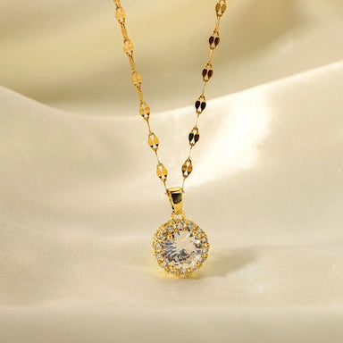 Circle Cubic Zircon Pendant Necklace