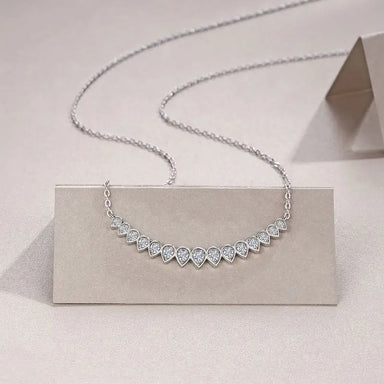 S925 Sterling Silver Moissanite Smiley Pendant Necklace Pear Shape Bezel-Set Pave Diamond-Style Necklace