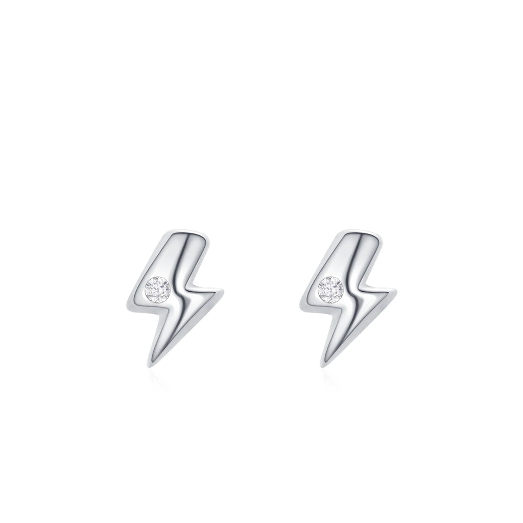 925 Sterling Silver Flash Lightning Stud Earrings