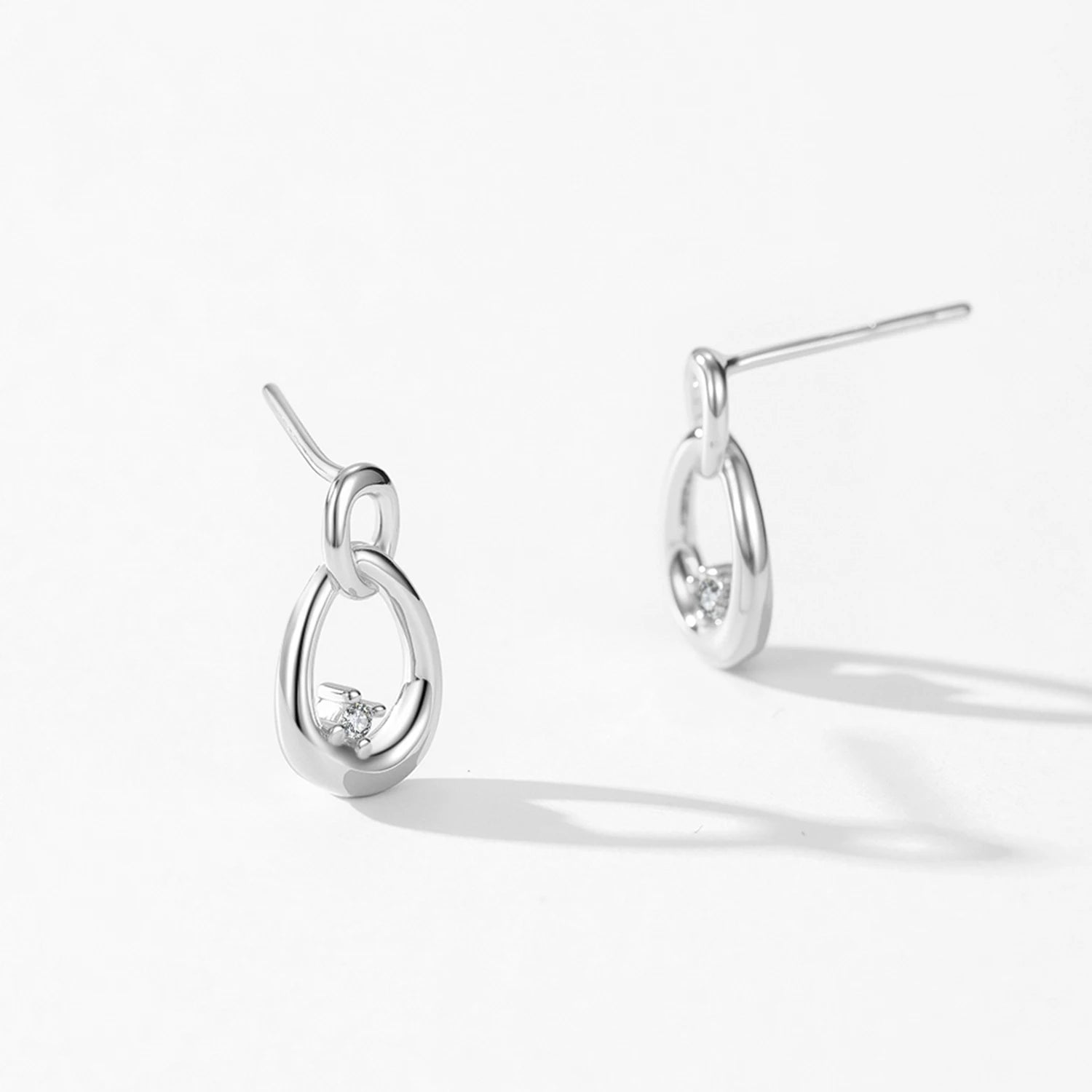Minimally Curved 925 Sterling Silver Stud Earrings