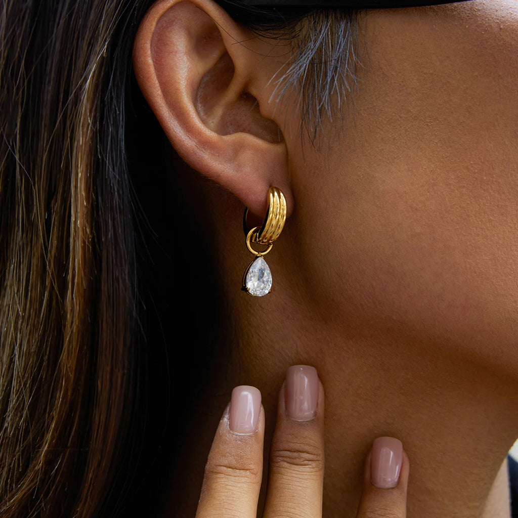 Teardrop Navette Asymmetrical Earrings