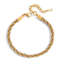 Two Tone  Beaded Chain Twisted Fried Bracelet