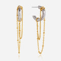 Bicolor Chain CC Hoop Tassel Earring