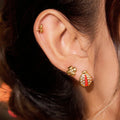 Four-Leaf Clover Red Drop Oil Ladybug Earring 3 pieces set