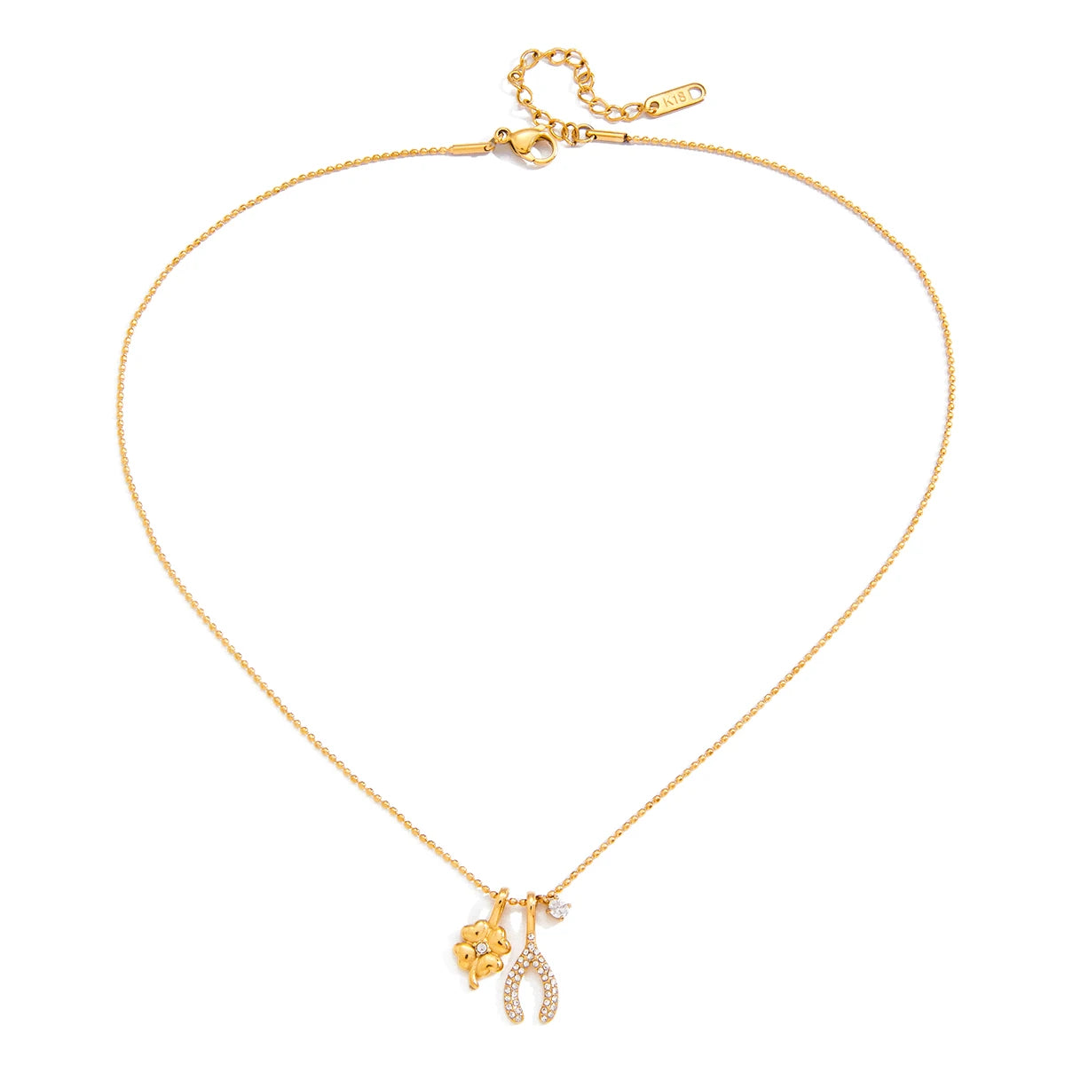 Wishbone Bead Chain Lucky Charms Necklace