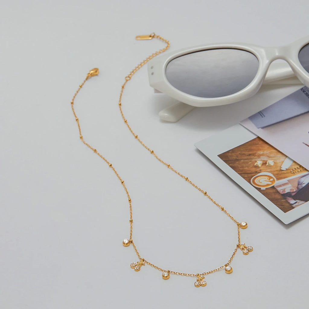 Cherry Round Zircon Chain Necklace