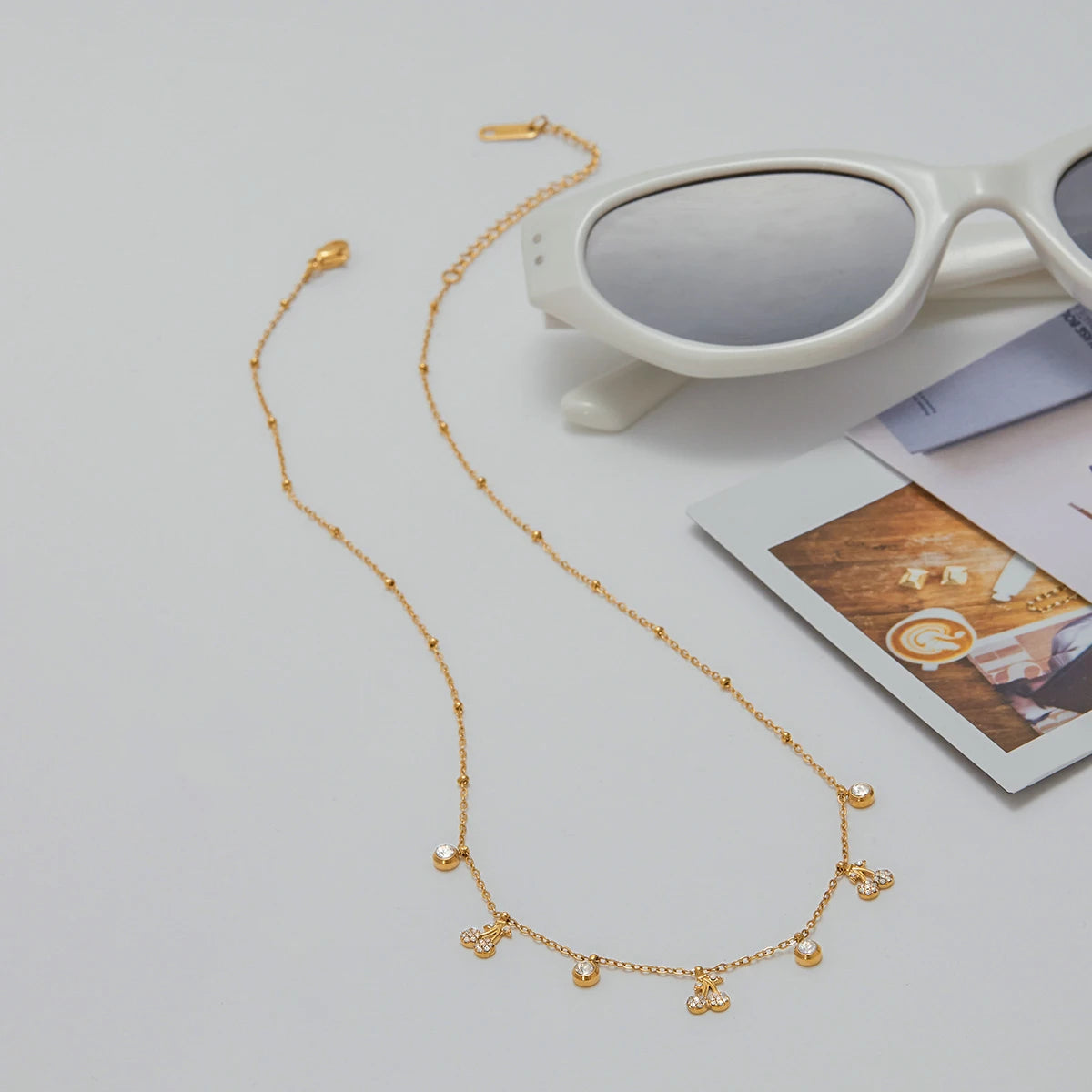 Cherry Round Zircon Chain Necklace