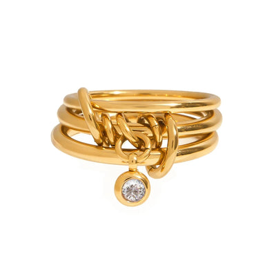 Multi-ring Multi-finger Zircon Charm Link Rings