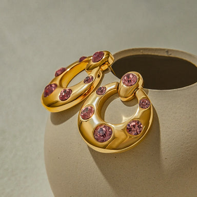 White Pink Zircon Stud Earrings