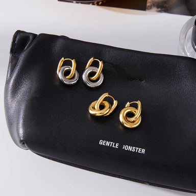 Two Tone Smooth Double Circle Earrings