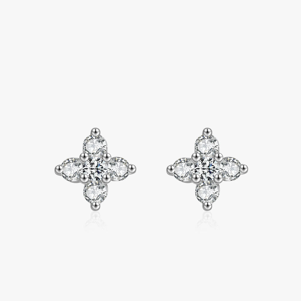 Four-leaf Clover Flower Stud Earrings