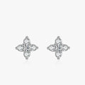 925 Sterling Silver Four-leaf Clover Flower Stud Earrings