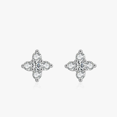 925 Sterling Silver Four-leaf Clover Flower Stud Earrings
