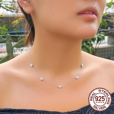 Good Quality 6mm Zircon Necklace 925 Sterling Silver Stacked Round Cute Chain Necklace Jewelry for Women Fine Jewelry
