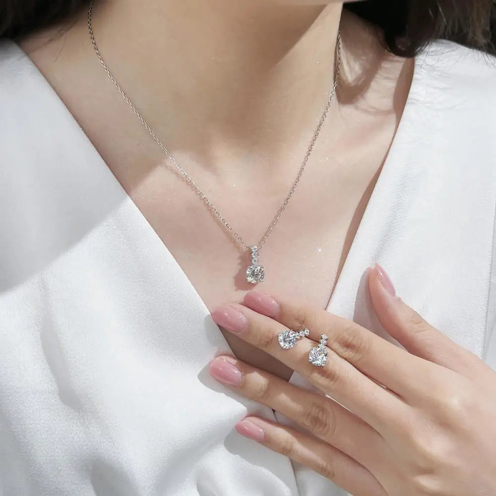 Dylam High Quality 925 Sterling Silver Women Necklace Engagement Wedding Pendant Jewelry Necklaces